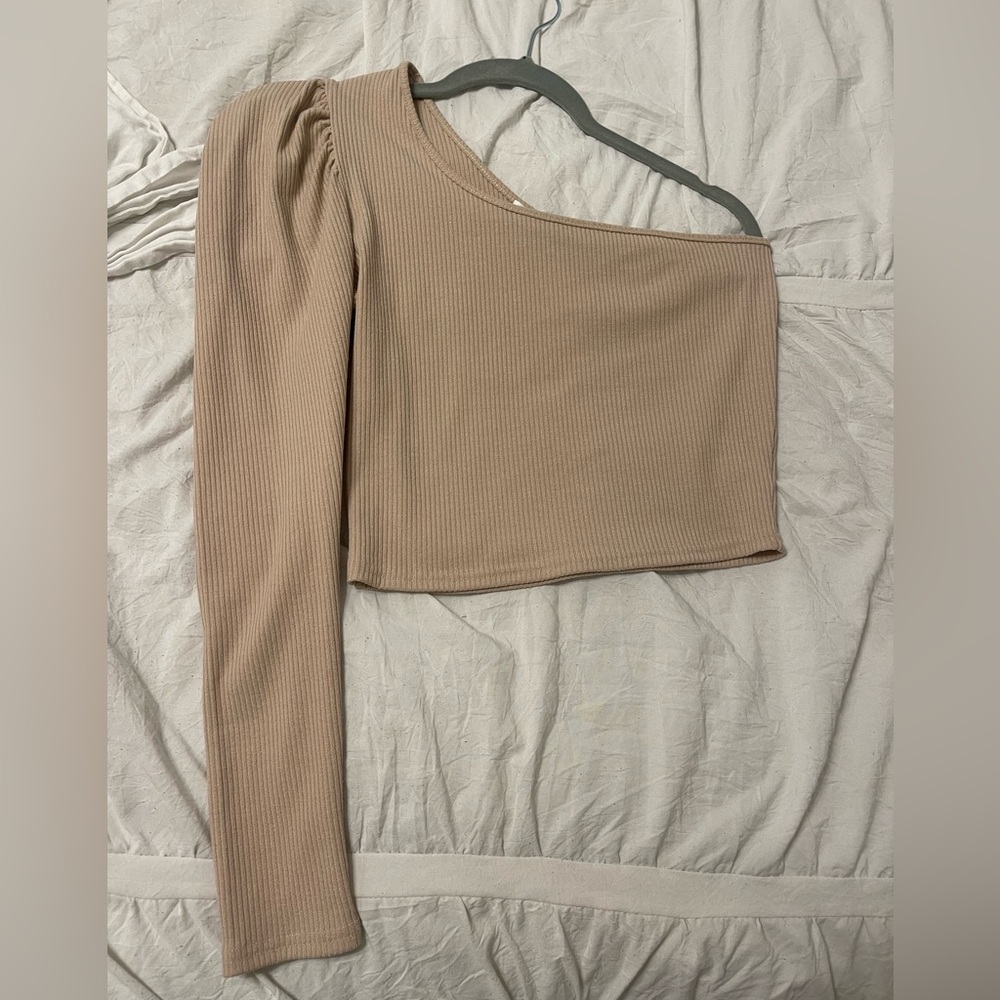 Beige one shoulder top